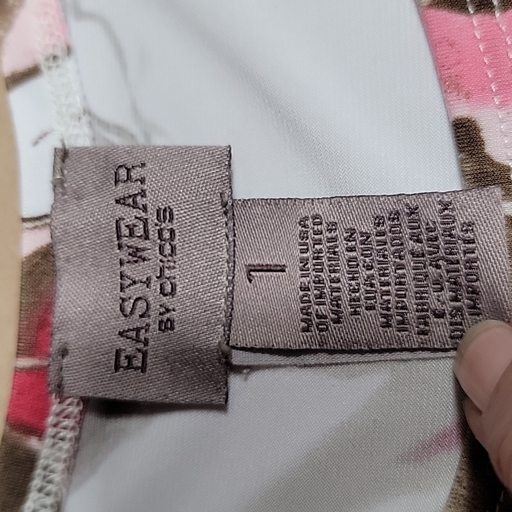 Easywear by Chico's Size 1 (M/8) White Brown and Pink Floral Sleeveless Top - Picture 9 of 10